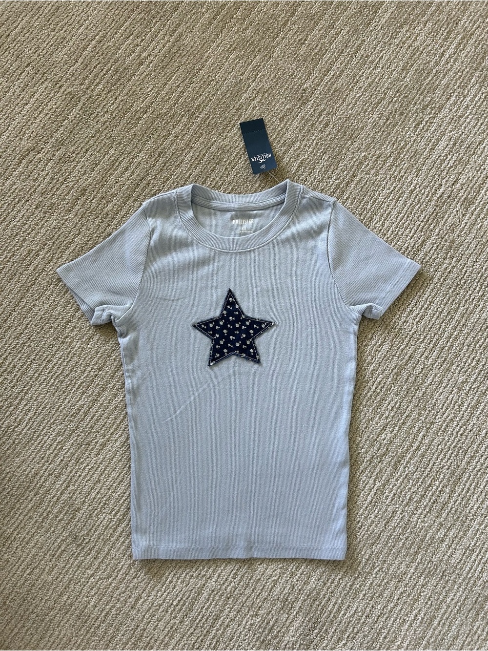 Hollister Short Sleeve Star Patch Motif Top